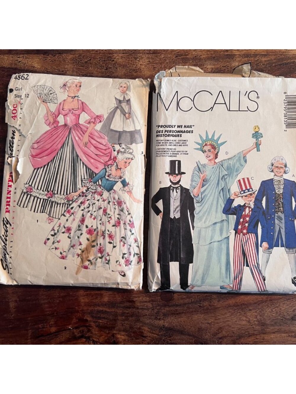Simplicity & McCalls Historical Costume Sewing Patterns Girls Size 12 & Adults S